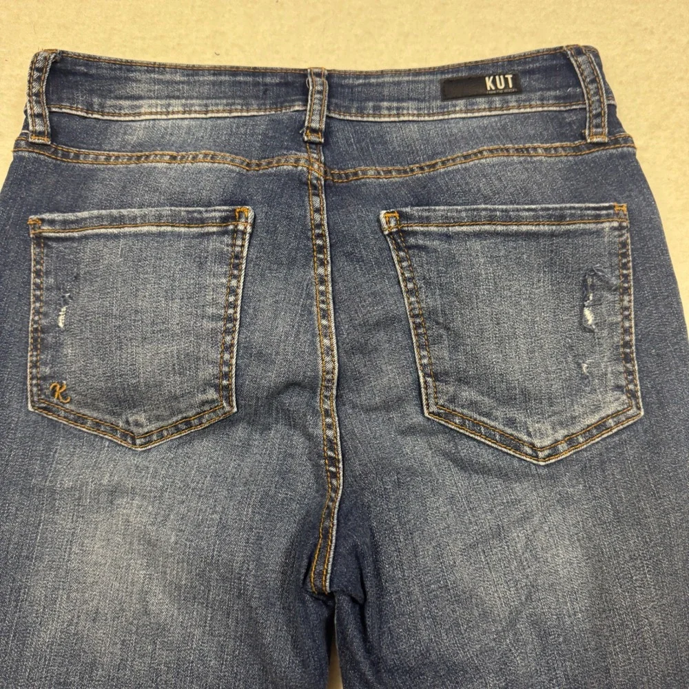 Kut from the Kloth Donna High Rise Ankle Skinny Jeans Blue‎ Distressed Raw Hem 4
